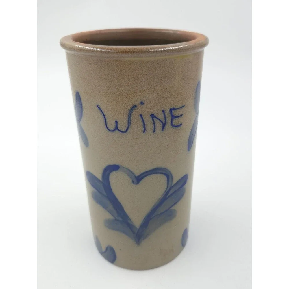 BBP 1996 Beaumont Brothers Pottery Stoneware Utensil Crock Wine Heart OHIO